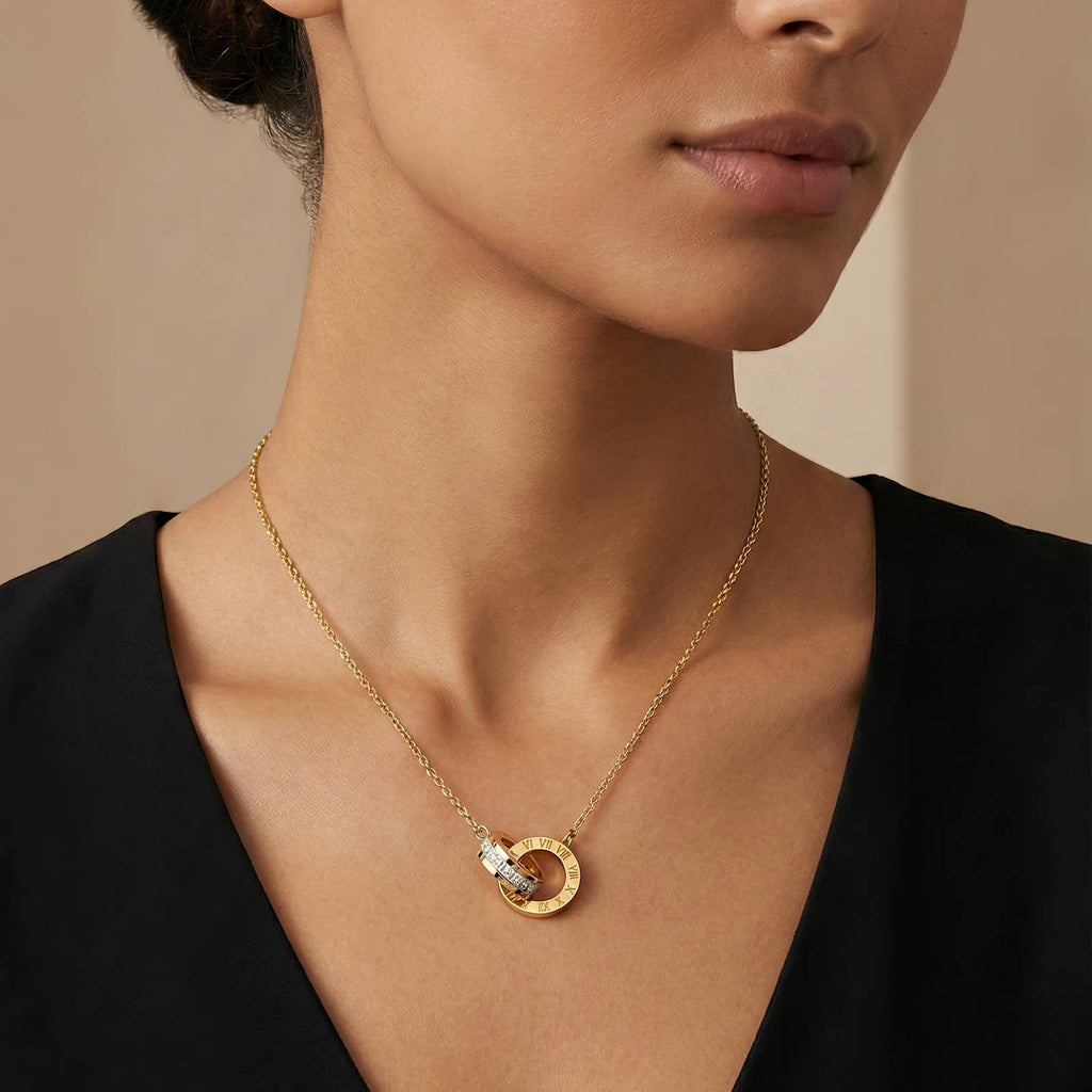 Double Round Gold Necklace