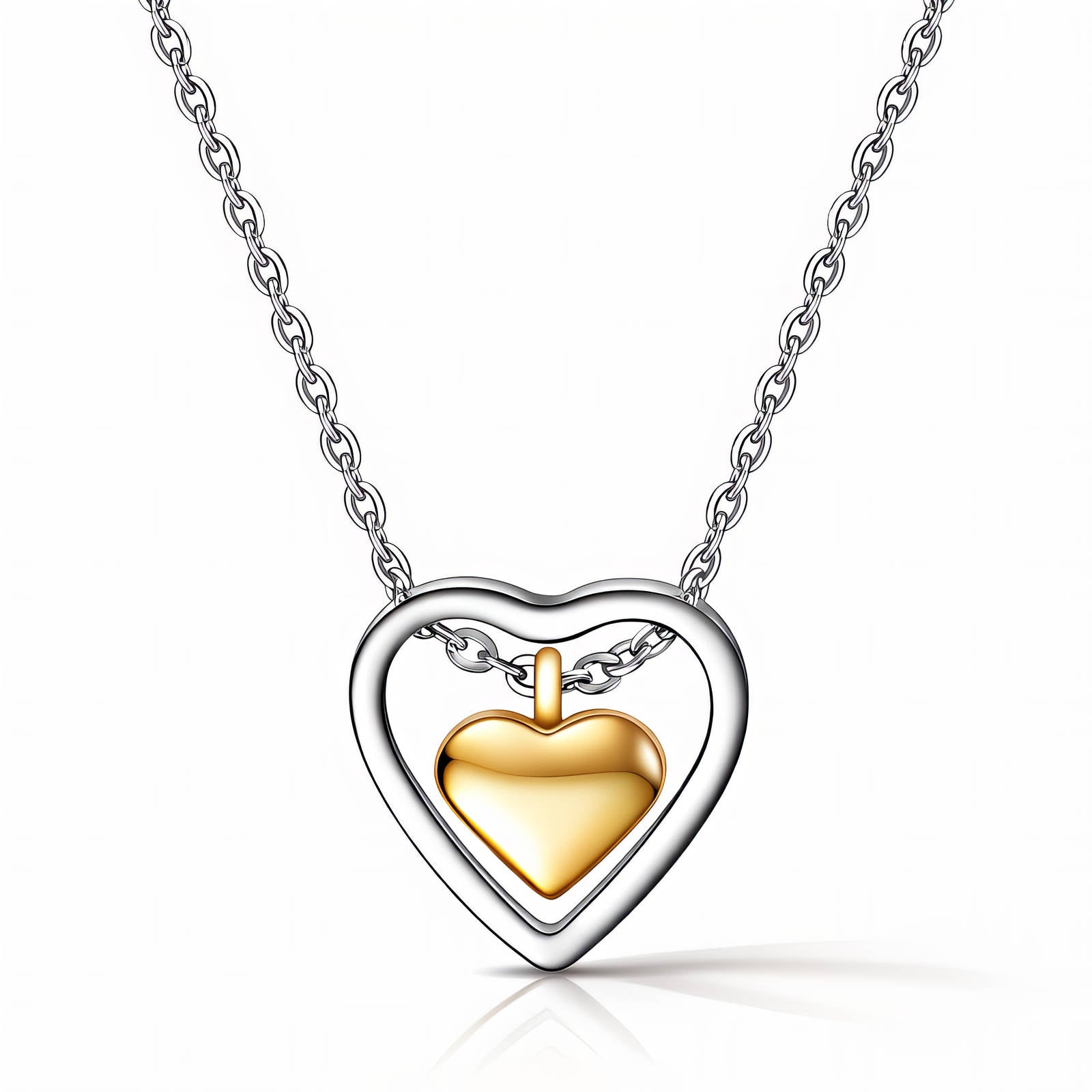 Silver One Heart Necklace